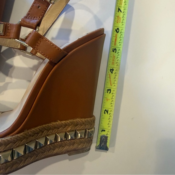 Christian Louboutin Studded Espadrille Wedge Sandals Red Sole Summer Heel SZ: 36 - Picture 7 of 14